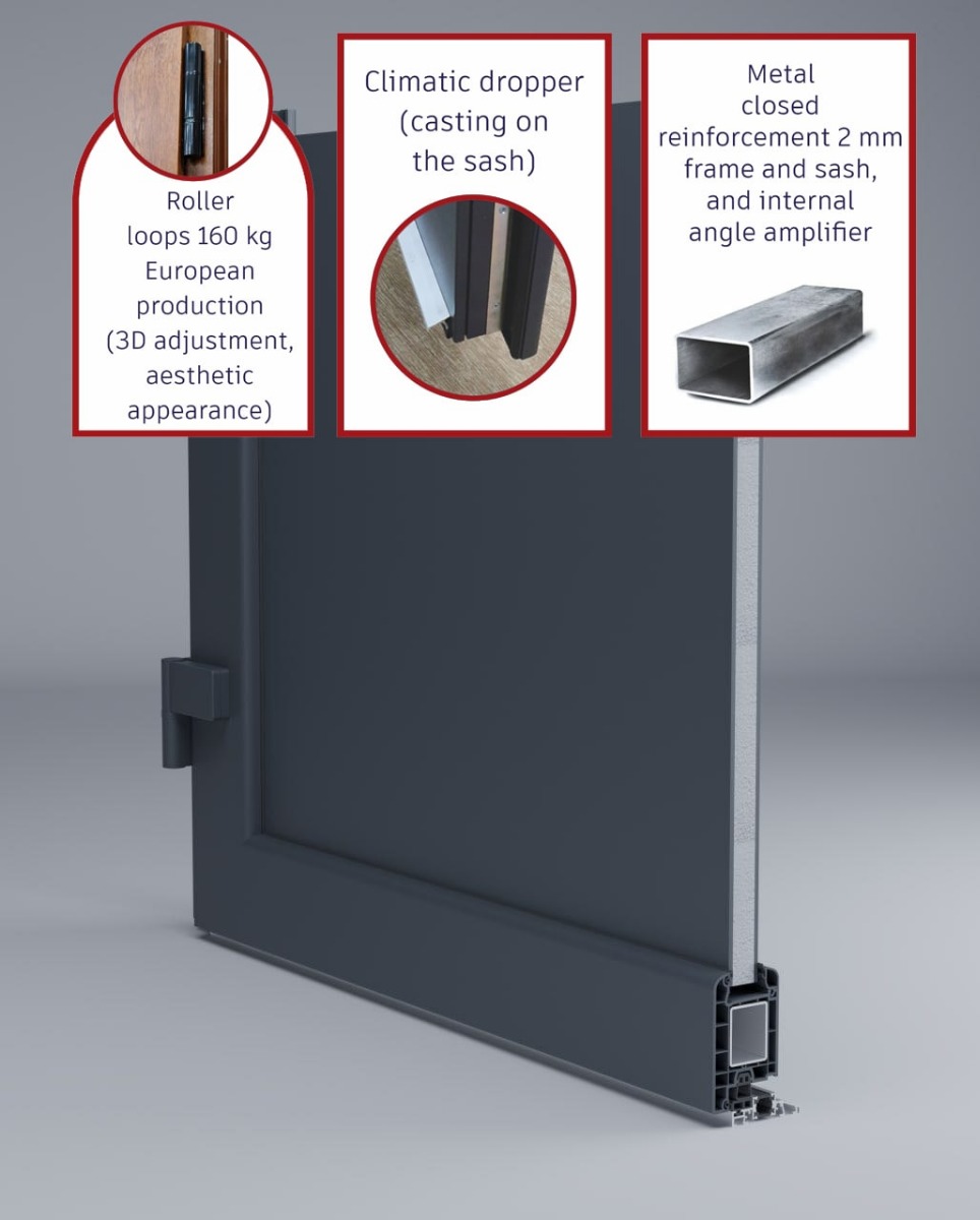 thumbnail image 2 of Front Exterior Prehung Metal-PlasticDoor | Manux 8112 Walnut 2 Side And Top Sidelite Transom Office Commercial And Residential Doors Entrance Patio Garage 64 X 94 W14 36 14 X H80 14 Left Hand Inswing 2 of 10