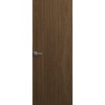 Invisible Solid Hidden Door with Handle | Planum 0010 Walnut with Black Hidden Frame Left-hand Inswing Black Frame | Concealed Hinges Lock Handle | Modern Frameless Doors