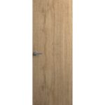 Invisible Solid Hidden Door with Handle | Planum 0010 Split Wood with Silver Hidden Frame Left-hand Inswing Silver Frame | Concealed Hinges Lock Handle | Modern Frameless Doors
