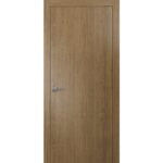 Modern Solid Interior Door with Handle | Planum 0010 Smoky Walnut | Single Regural Panel Frame Trims | Bathroom Bedroom Sturdy Doors