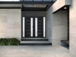 Front Exterior Prehung Metal - Plastic Double Doors / MANUX 8088 Matte Black / 2 Sidelites Exterior Windows / Office Commercial and Residential Doors Entrance Patio Garage - Image 4