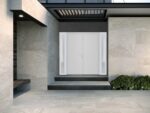 Front Exterior Prehung Metal - Plastic Double Doors / MANUX 8111 White Silk / 2 Sidelites Exterior Windows / Office Commercial and Residential Doors Entrance Patio Garage - Image 4
