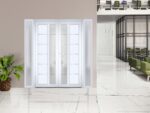 Front Exterior Prehung Metal - Plastic Double Doors / MANUX 8088 White Silk / 2 Sidelites Exterior Windows / Office Commercial and Residential Doors Entrance Patio Garage - Image 3