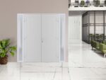 Front Exterior Prehung Metal - Plastic Double Doors / MANUX 8111 White Silk / 2 Sidelites Exterior Windows / Office Commercial and Residential Doors Entrance Patio Garage - Image 3