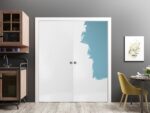 Sliding Closet Double Bi-fold Doors | Planum 0010 Primed | Sturdy Tracks Moldings Trims Hardware Set | Wood Solid Bedroom Wardrobe Doors - Image 2