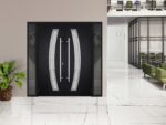 Front Exterior Prehung Steel Double Doors / Deux 6500 Black / 2 Sidelight Exterior Windows / Stainless Inserts Single Modern Painted - Image 4