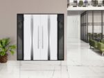 Front Exterior Prehung Steel Double Doors / Deux 1713 Natural Oak / 2 Black Sidelight Exterior Windows / Stainless Inserts Single Modern Painted - Image 3