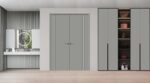 Interior Solid French Double Doors | BASIC 0111 Dove Grey | Wood Interior Solid Panel Frame | Closet Bedroom Modern Doors - Image 2