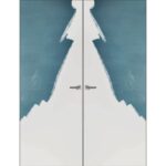 Modern Solid Double Hidden Door with Handle | Planum 0010 Primed with Black Hidden Frame Left-hand Outswing Black Frame | Hinges Lock Handle | Modern Wardrobe Wood Solid Doors - Image 2