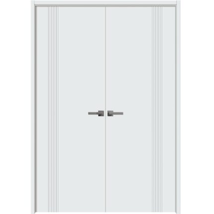 Interior Solid French Double Doors | BASIC 0111 Arctic White | Wood Interior Solid Panel Frame | Closet Bedroom Modern Doors
