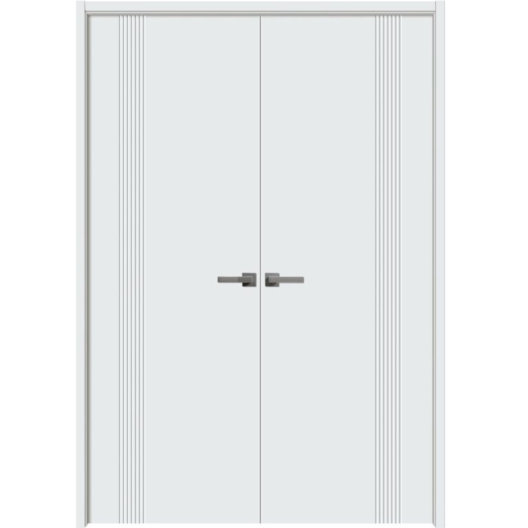 Interior Solid French Double Doors | BASIC 0111 Arctic White | Wood Interior Solid Panel Frame | Closet Bedroom Modern Doors