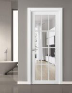 Solid French Door Clear Glass 12 lites | Felicia 3355 White Silk | Single Regular Panel Frame Trims Handle | Bathroom Bedroom Sturdy Doors - Image 3