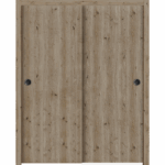 Sliding Closet Bypass Doors | BASIC 3001 Caramel Oak | Rails Hardware Set | Wood Solid Bedroom Wardrobe Doors