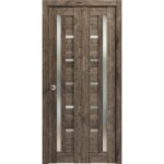 Sliding Closet Bi-fold Doors | Quadro 4088 Cognac Oak with Frosted Glass | Sturdy Tracks Moldings Trims Hardware Set | Wood Solid Bedroom Wardrobe Doors