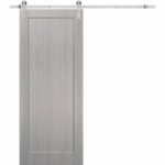 Sliding Barn Door with 6.6ft Hardware | Quadro 4111 Ginger Ash | Rail Hangers Sturdy Silver Set | Wooden Solid Panel Interior Doors