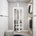 Sliding Closet Bi-fold Doors | Lucia 2166 White Silk with Clear Glass | Sturdy Tracks Moldings Trims Hardware Set | Wood Solid Bedroom Wardrobe Doors - Image 2