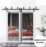 Slab Barn Door Panel | Lucia 1299 White Silk with Mirror | Sturdy Finished Doors | Pocket Closet Sliding - Image 4