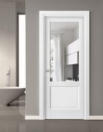 Slab Barn Door Panel | Lucia 1533 White Silk with Clear Glass | Sturdy Finished Wooden Kitchen Pantry Shaker Doors | Pocket Closet Sliding - Image 2