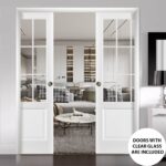 Slab Barn Door Panel | Felicia 3599 White Silk with Clear Glass | Sturdy Finished Doors | Pocket Closet Sliding - Image 4