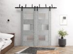 Slab Barn Door Panel Frosted Glass | Sete 6933 Light Grey Oak | Sturdy Finished Doors | Pocket Closet Sliding - Image 2