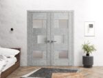 Slab Barn Door Panel Frosted Glass | Sete 6933 Light Grey Oak | Sturdy Finished Doors | Pocket Closet Sliding - Image 3