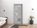 Slab Barn Door Panel Frosted Glass | Sete 6933 Light Grey Oak | Sturdy Finished Doors | Pocket Closet Sliding - Image 4