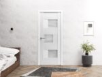 Solid French Door Opaque Glass / Sete 6933 White Silk / Single Regular Panel Frame Handle / Bathroom Bedroom Modern Doors - Image 2