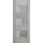 Slab Barn Door Panel Frosted Glass | Sete 6933 Light Grey Oak | Sturdy Finished Doors | Pocket Closet Sliding