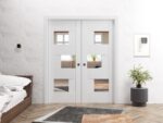 Slab Door Panel / Sete 6999 White Silk with Mirror / Modern Finished Doors / Pocket Closet Sliding Barn - Image 4