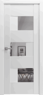 Solid French Door / Sete 6999 White Silk with Mirror / Single Regular Panel Frame Handle / Bathroom Bedroom Modern Doors - Image 2