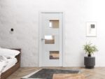 Slab Door Panel / Sete 6999 White Silk with Mirror / Modern Finished Doors / Pocket Closet Sliding Barn - Image 3