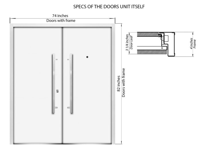 Front Exterior Prehung Steel Double Doors / Deux 1713 Natural Oak / 2 Black Sidelight Exterior Windows / Stainless Inserts Single Modern Painted - Image 4
