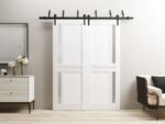 Sliding Closet Barn Bypass Doors | Veregio 7288 White Silk with Frosted Glass | Sturdy 6.6ft Rails Hardware Set | Wood Solid Bedroom Wardrobe Doors - Image 2