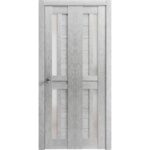 Sliding Closet Bi-fold Doors | Veregio 7288 Light Grey Oak with Frosted Glass | Sturdy Tracks Moldings Trims Hardware Set | Wood Solid Bedroom Wardrobe Doors
