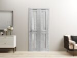 Sliding Closet Bi-fold Doors | Veregio 7288 Light Grey Oak with Frosted Glass | Sturdy Tracks Moldings Trims Hardware Set | Wood Solid Bedroom Wardrobe Doors - Image 2