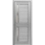 Interior Solid French Door | Veregio 7288 Light Grey Oak with Frosted Glass | Single Regular Panel Frame Trims Handle | Bathroom Bedroom Sturdy Doors