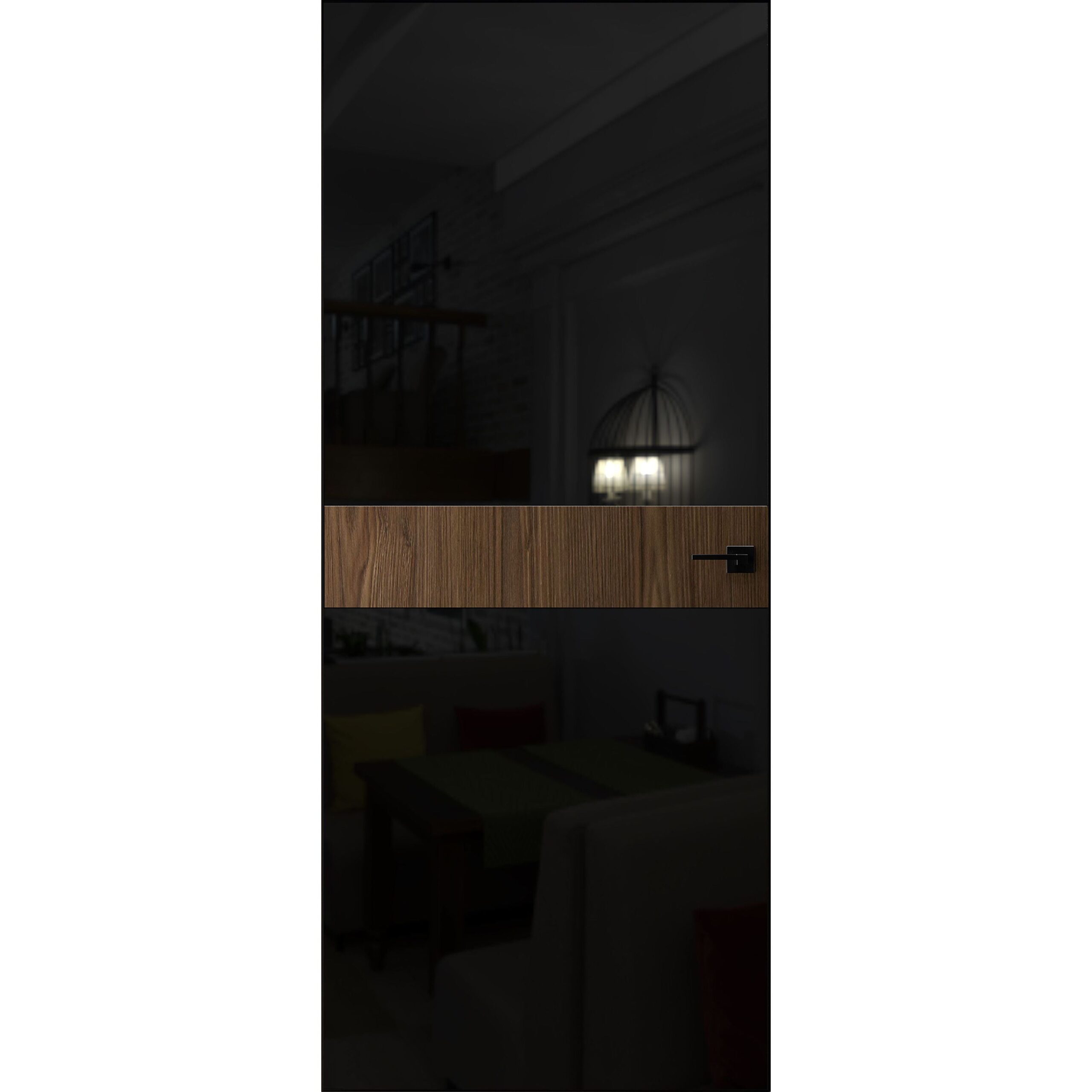 805hfb-lh-o_q7zz7aewrof33a3w Invisible Solid Hidden Door with Handle | Termix 0801 Sahara Black with Black Hidden Frame " Left-hand Inswing Black Frame | Concealed Hinges Lock Handle | Modern Frameless Doors - Image 1