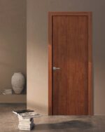 Modern Solid Interior Door with Handle | Planum 0010 Walnut Modena | Single Regural Panel Frame Trims | Bathroom Bedroom Sturdy Doors - Image 2