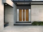 Front Exterior Prehung Steel Double Doors / Deux 1713 Natural Oak / 2 Sidelight Exterior White Windows / Stainless Inserts Single Modern Painted - Image 3