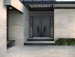 Front Exterior Prehung Steel Double Doors / Deux 6501 Anthracite / 2 Sidelight Exterior Windows / Stainless Inserts Single Modern Painted - Image 3