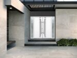 Front Exterior Prehung Steel Double Doors / Deux 1713 White Enamel / 2 Sidelight Exterior Black Windows / Stainless Inserts Single Modern Painted - Image 3