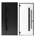 Front Exterior Prehung Steel Door / Dekton 0163 Ardesia Nero / 2 Side and Top Exterior Window Sidelite / Entry Metal Modern Painted - Image 3