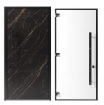 Front Exterior Prehung Steel Door / Dekton 0118 Natural Noir 96” / 2 Side and Top Exterior Window Sidelite / Entry Metal Modern Painted - Image 3