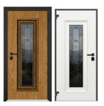 Front Exterior Prehung Steel Door / Ballucio 6644 Natural Oak / 2 Side and Top Exterior Window Sidelite / Entry Metal Modern Painted - Image 4