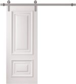 Barn Door | ROYAL 9822 White Enamel | 6.6FT Silver Rail Track Heavy Hardware Set | Solid Panel Interior Doors