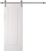 Barn Door | BASIC 9111 White | 6.6FT Silver Rail Track Heavy Hardware Set | Solid Panel Interior Doors