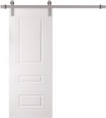 Barn Door | BASIC 9233 White | 6.6FT Silver Rail Track Heavy Hardware Set | Solid Panel Interior Doors