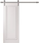 Barn Door | ROYAL 9811 White Enamel | 6.6FT Silver Rail Track Heavy Hardware Set | Solid Panel Interior Doors
