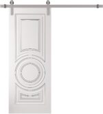 Barn Door | ROYAL 9855 White Enamel | 6.6FT Silver Rail Track Heavy Hardware Set | Solid Panel Interior Doors