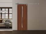 Modern Barn Door | BASIC 3002 Walnut | 6.6FT Silver Rail Track Heavy Hardware Set | Solid Panel Interior Doors - Image 2